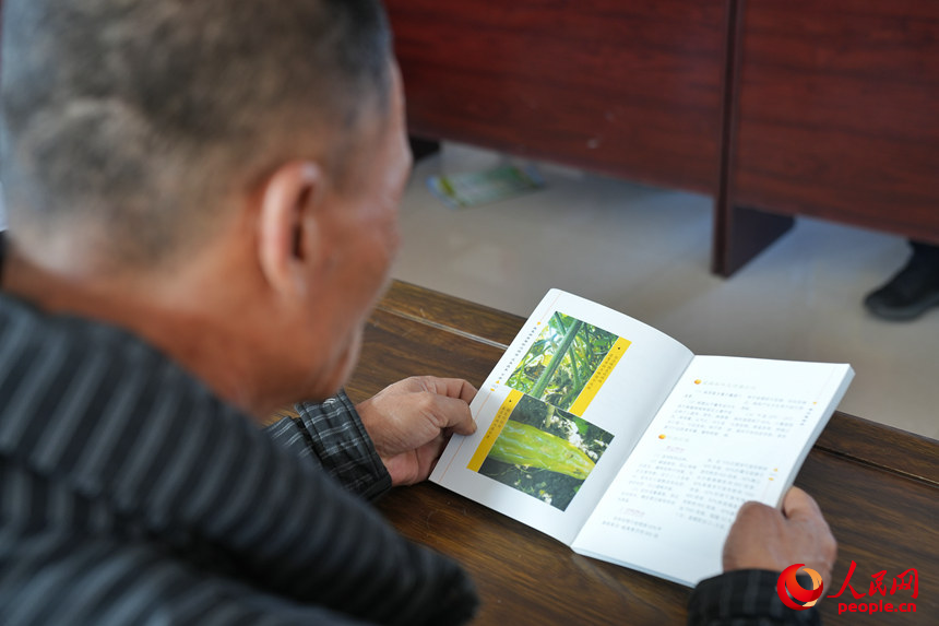 李春生在學習農業栽培技術。人民網記者 李洋攝