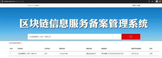 自主研發(fā)的人民鏈擁有國家網信辦區(qū)塊鏈備案編號